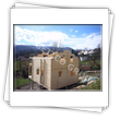 House with insulated housing walls - outside view during the assembly