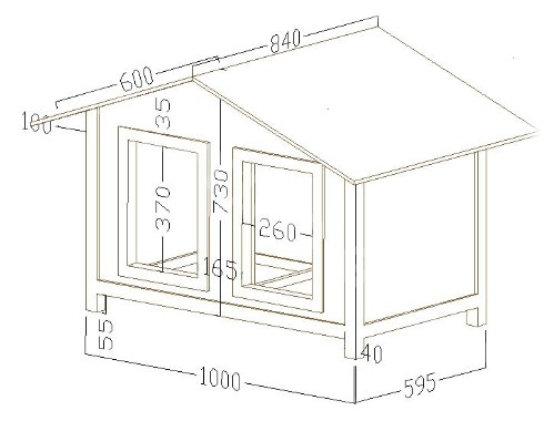 Dog house Duplex - dimensions