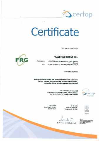 Certificate EN ISO 9001-2008 Fragetico Group
