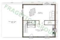 Wooden house ground floor plan code P - FRG 128(64P+64E)+40T