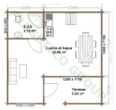 Plan maison en bois Modele FRG 43(26P+17E)+6 T