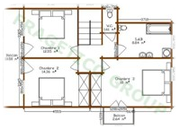 Plan etage maison en bois Modelel P FRG 132(67P+65E)+13B+23T