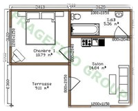 Plan maison en bois Modele P FRG 33+9T - C