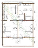 Plan etaj casa din lemn Model FRG 124(62P+62E)+15T+15B