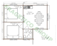 Plan casa din lemn Model P FRG 30+9T