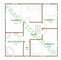 Etaj casa din lemn Model P FRG 182(91P+91E)+20G